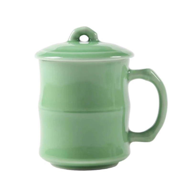 Celadon Ceramic Cup - Celadon teacup with lid and handle