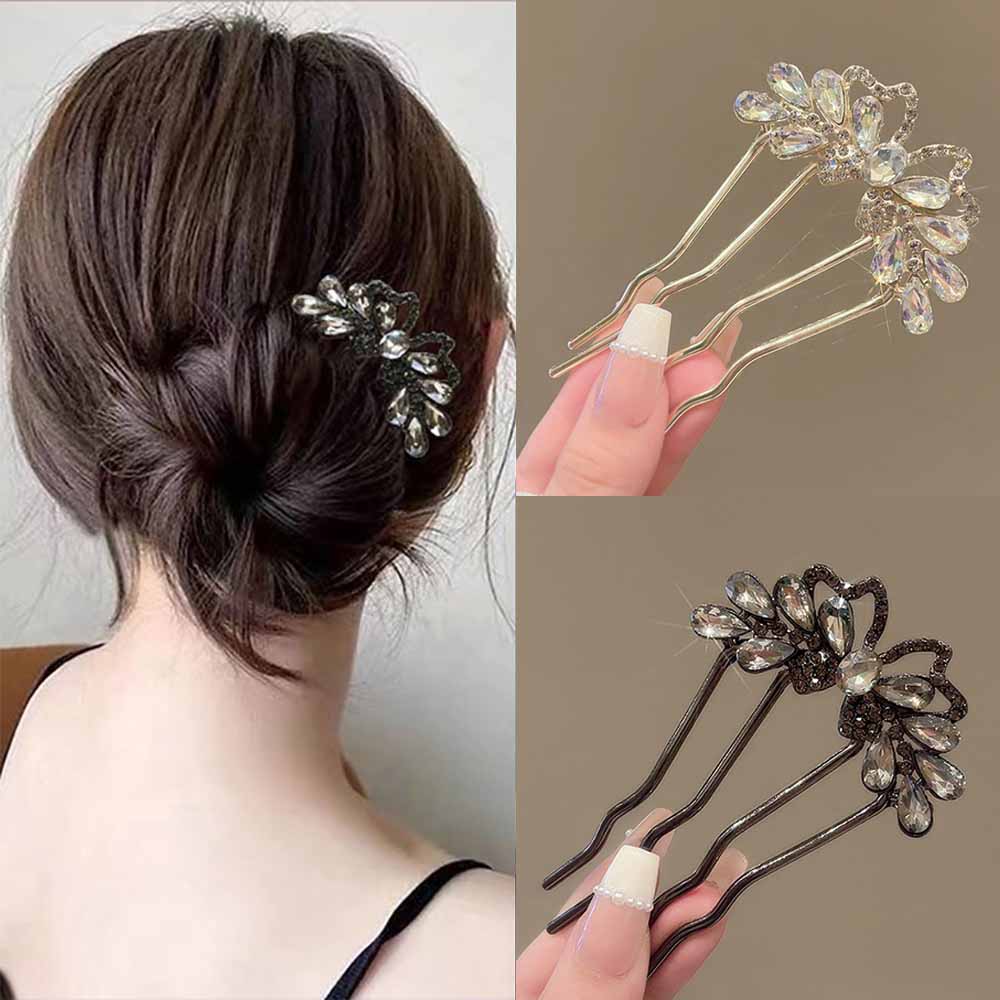 Fashion Rhinestones U-Shaped H - Hanbok Hair Pin 评论和价格