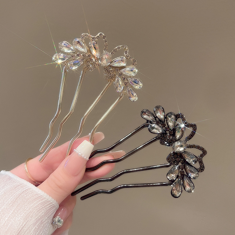 Fashion Rhinestones U-Shaped H - Hanbok Hair Pin 评论和价格