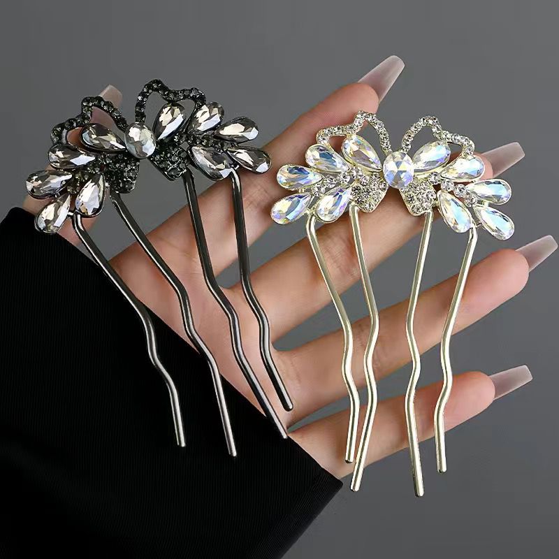 Fashion Rhinestones U-Shaped H - Hanbok Hair Pin 评论和价格