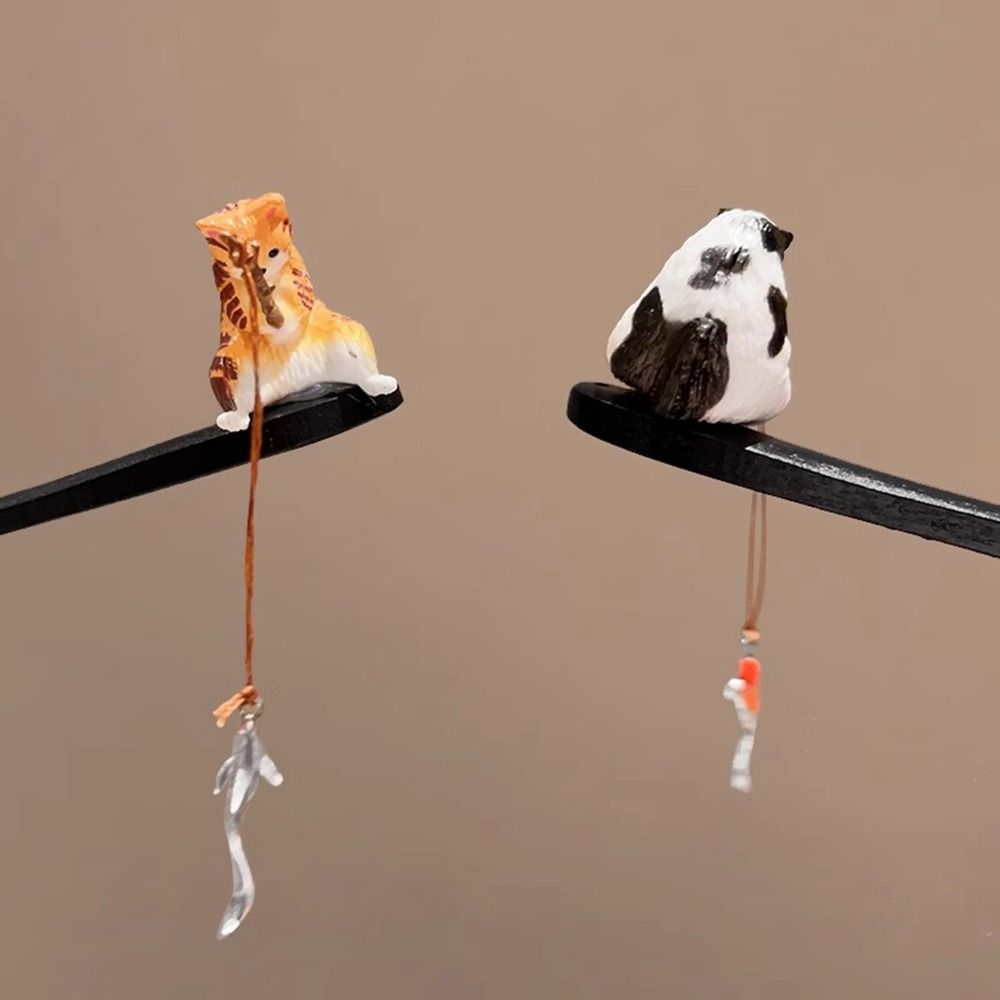 Cute Cat Fishing Wooden Hair S - Hanbok Hair Pin 评论和价格