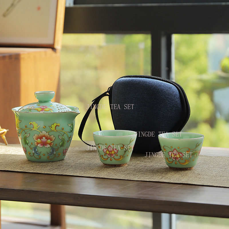 Celadon one pot two cups trave - Celadon Ceramic Cup 评论和价格