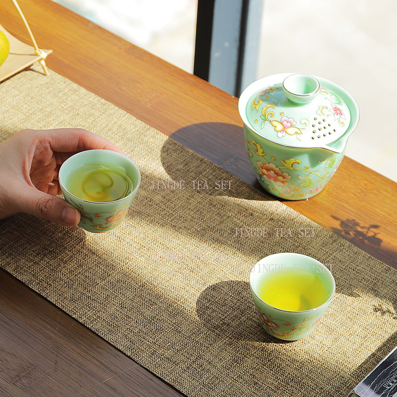 Celadon one pot two cups trave - Celadon Ceramic Cup 评论和价格