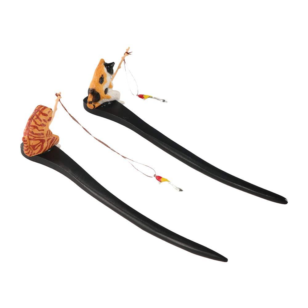 Antique Cat Fishing Wooden Hai - Hanbok Hair Pin 评论和价格
