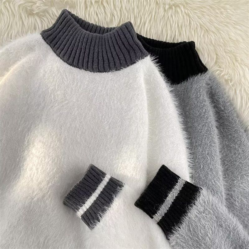 Fur Collar Pullovers Estampado - Korean Men Lifestyle 评论和价格