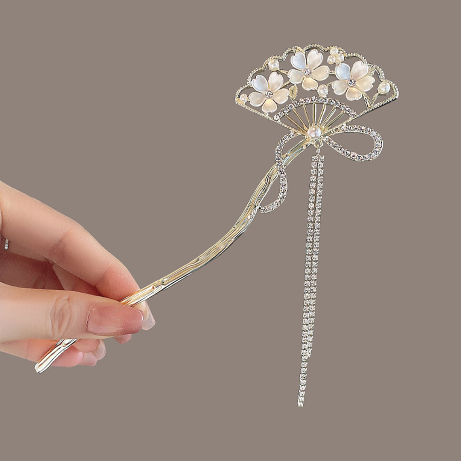 Vintage Flower Fan Shaped Hair - Hanbok Hair Pin 评论和价格