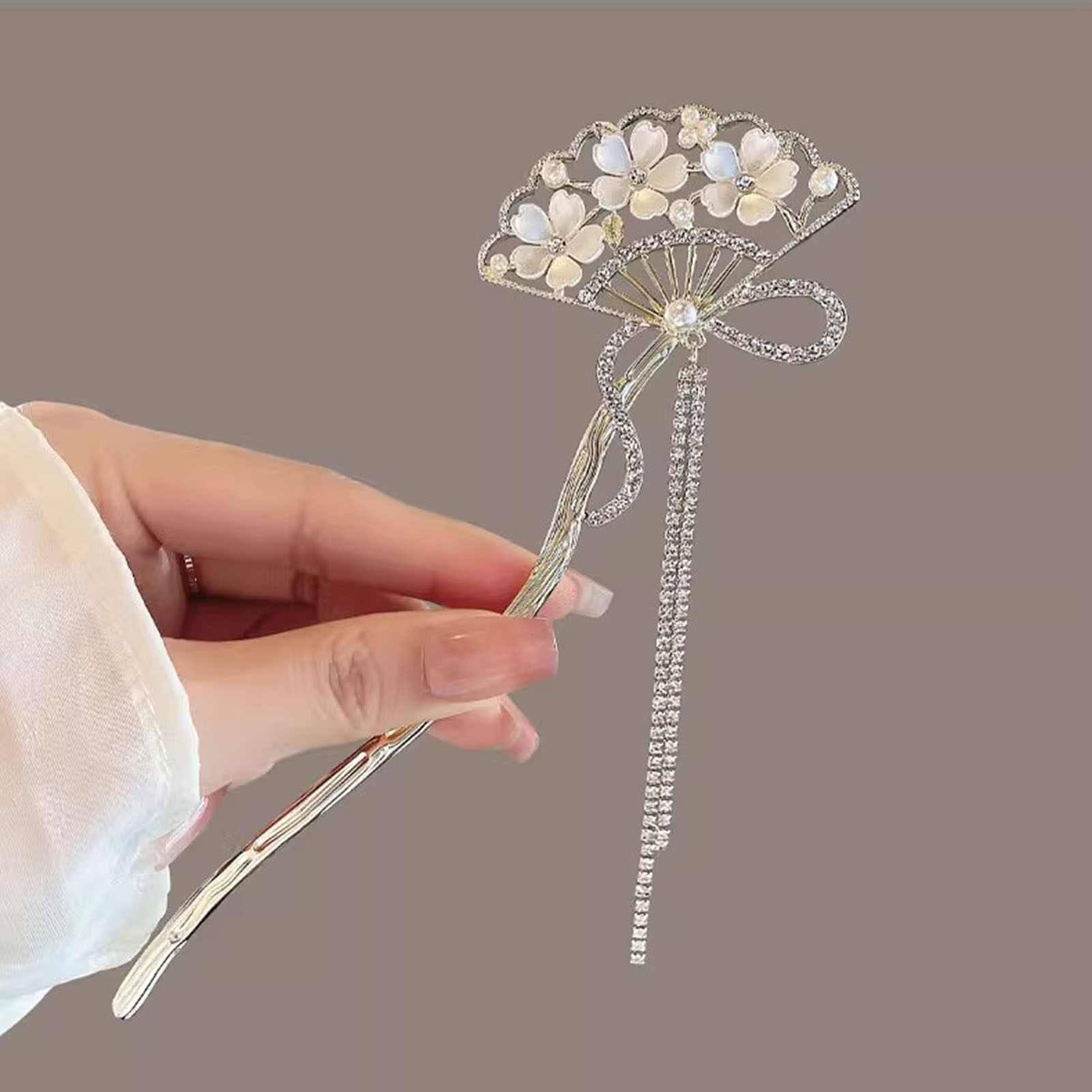 Vintage Flower Fan Shaped Hair - Hanbok Hair Pin 评论和价格