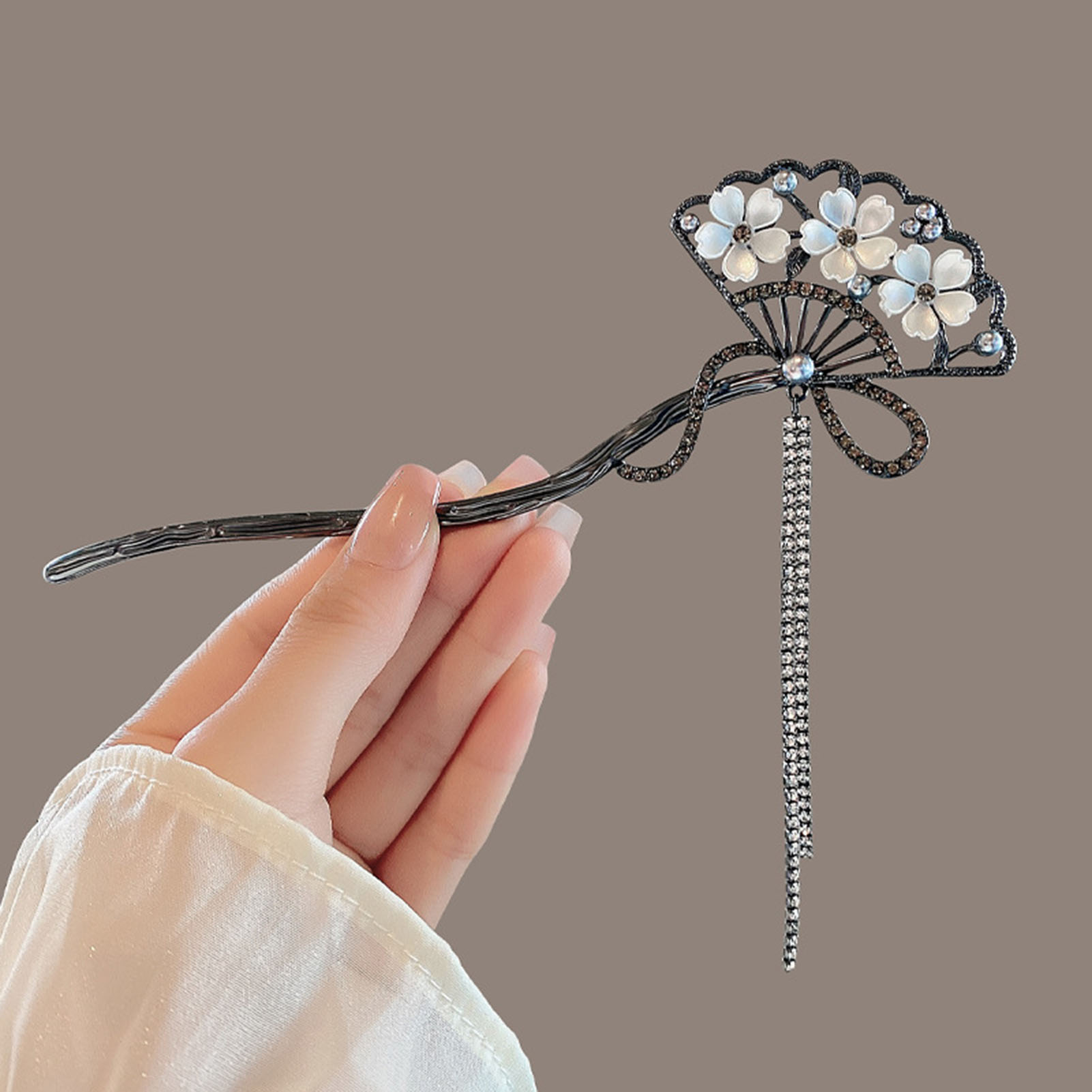 Vintage Flower Fan Shaped Hair - Hanbok Hair Pin 评论和价格